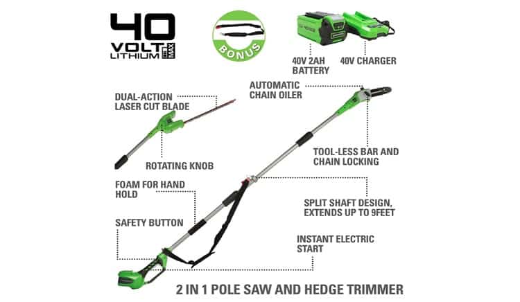 Greenworks 40V 8-inch Cordless Pole Saw