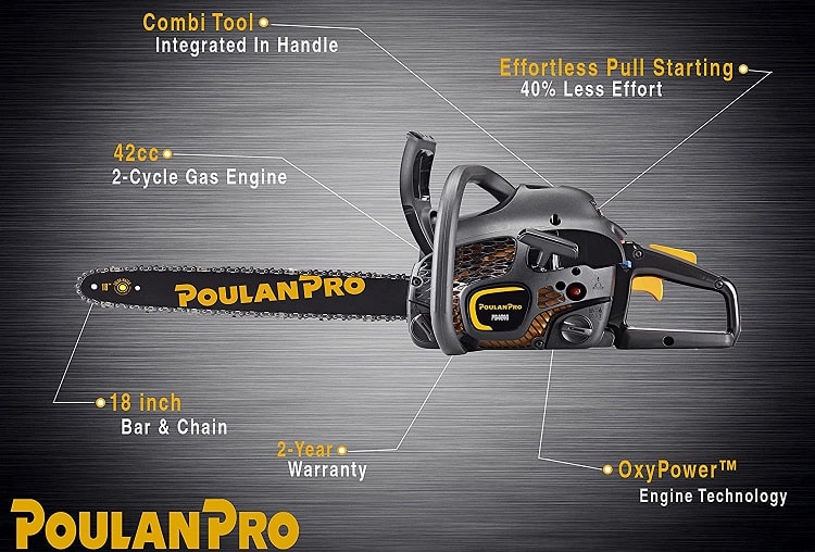 Poulan Pro PR4218, 18 in. 42cc 2-Cycle Gas Chainsaw - Best Poulan Chainsaw With a Case