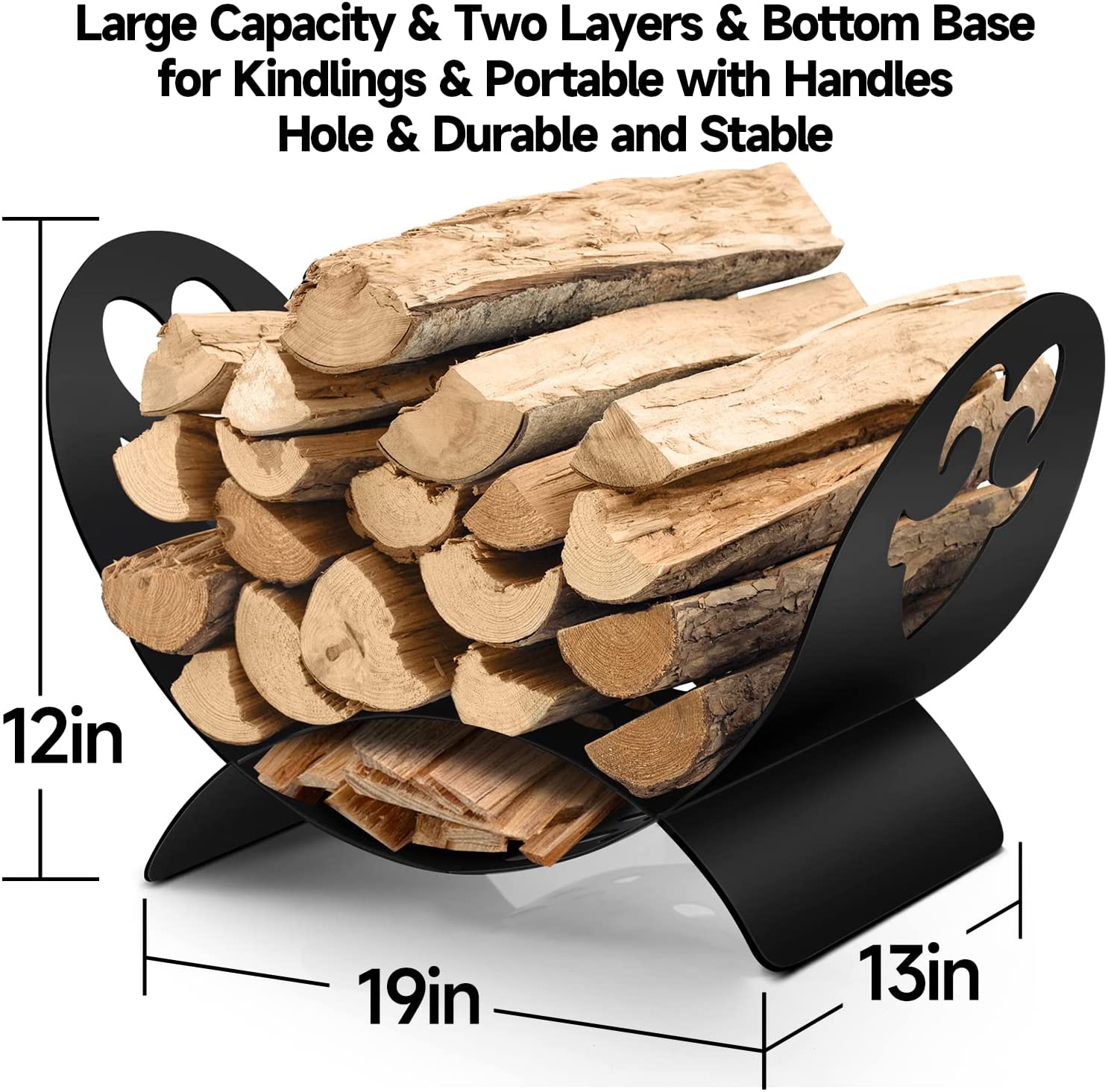 Amagabeli Metal Fireplace Indoor Carrier Log Holder