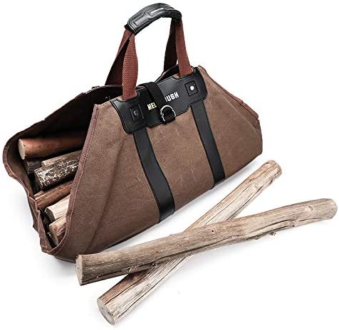 MeloTough Canvas Firewood Log Carrier with Soft Silicone Handle