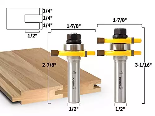 Yonico Tongue and Groove Router Bits Set | Amazon